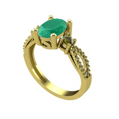 Freja Yüzük - Kök zümrüt ve peridot 8 ayar altın yüzük #1pwils4