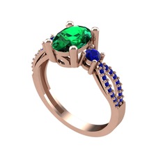 Freja Yüzük - Yeşil kuvars ve lab safir 14 ayar rose altın yüzük #1qxv1z2