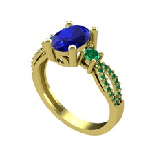 Freja Yüzük - Lab safir ve yeşil kuvars 8 ayar altın yüzük #1r7sdtg