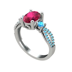 Rodolit garnet ve akuamarin 925 ayar gümüş yüzük