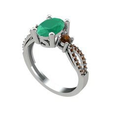 Freja Yüzük - Kök zümrüt ve dumanlı kuvars 925 ayar gümüş yüzük #1tgpqvq