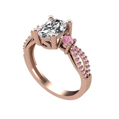 Freja Yüzük - Swarovski ve pembe kuvars 925 ayar rose altın kaplama gümüş yüzük #1uklix3