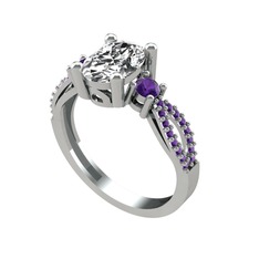 Freja Yüzük - Swarovski ve ametist 925 ayar gümüş yüzük #1v4z0g3