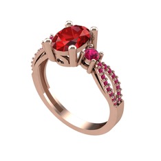 Freja Yüzük - Garnet ve rodolit garnet 14 ayar rose altın yüzük #1v6t87j