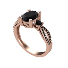 Freja Yüzük - Siyah zirkon 925 ayar rose altın kaplama gümüş yüzük #1y067a1