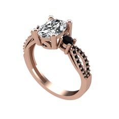 Freja Yüzük - Swarovski ve siyah zirkon 925 ayar rose altın kaplama gümüş yüzük #1ymvqf2