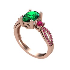 Freja Yüzük - Yeşil kuvars ve rodolit garnet 18 ayar rose altın yüzük #34hkkr
