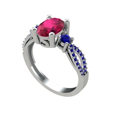 Freja Yüzük - Rodolit garnet ve lab safir 18 ayar beyaz altın yüzük #397ldn