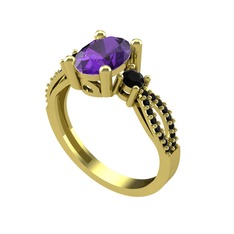 Freja Yüzük - Ametist ve siyah zirkon 14 ayar altın yüzük #4flhng