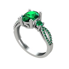 Freja Yüzük - Yeşil kuvars 8 ayar beyaz altın yüzük #4kpn0x