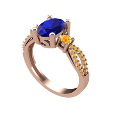 Freja Yüzük - Lab safir ve sitrin 14 ayar rose altın yüzük #5m122g