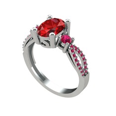 Freja Yüzük - Garnet ve rodolit garnet 18 ayar beyaz altın yüzük #7tbgmb