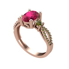 Freja Yüzük - Rodolit garnet ve peridot 18 ayar rose altın yüzük #85bnnf