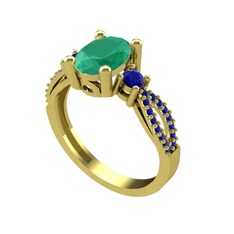 Freja Yüzük - Kök zümrüt ve lab safir 925 ayar altın kaplama gümüş yüzük #91vddd