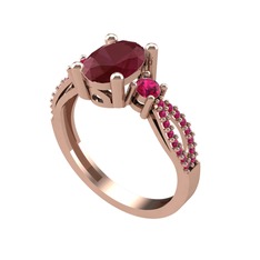 Kök yakut ve rodolit garnet 925 ayar rose altın kaplama gümüş yüzük