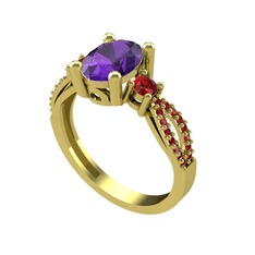 Ametist ve garnet 14 ayar altın yüzük