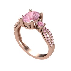 Pembe kuvars 14 ayar rose altın yüzük