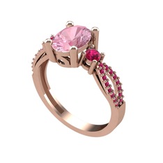 Freja Yüzük - Pembe kuvars ve rodolit garnet 925 ayar rose altın kaplama gümüş yüzük #hrow73