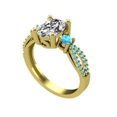 Freja Yüzük - Swarovski ve akuamarin 14 ayar altın yüzük #i3vrq8