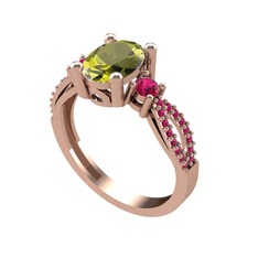 Freja Yüzük - Peridot ve rodolit garnet 925 ayar rose altın kaplama gümüş yüzük #i8qhgi