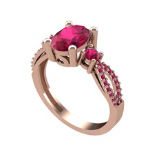 Freja Yüzük - Rodolit garnet 925 ayar rose altın kaplama gümüş yüzük #ip1net