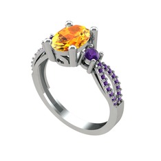 Freja Yüzük - Sitrin ve ametist 925 ayar gümüş yüzük #ljew1w