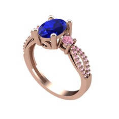 Freja Yüzük - Lab safir ve pembe kuvars 14 ayar rose altın yüzük #mbcd7j