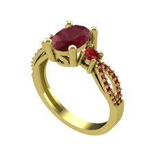 Freja Yüzük - Kök yakut ve garnet 8 ayar altın yüzük #mthi2i