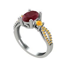 Freja Yüzük - Kök yakut ve sitrin 925 ayar gümüş yüzük #mxic9w