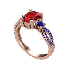Freja Yüzük - Garnet ve lab safir 8 ayar rose altın yüzük #n79878