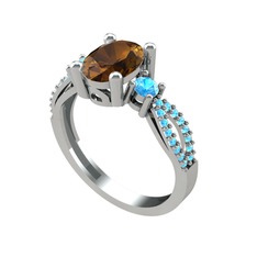 Freja Yüzük - Dumanlı kuvars ve akuamarin 925 ayar gümüş yüzük #nvspfp
