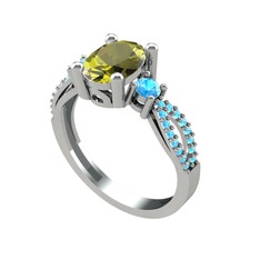 Freja Yüzük - Peridot ve akuamarin 925 ayar gümüş yüzük #oxowch