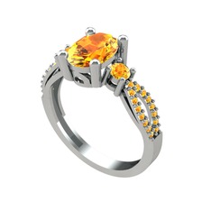 Freja Yüzük - Sitrin 925 ayar gümüş yüzük #prk98d