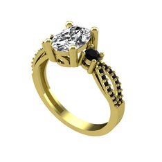 Freja Yüzük - Swarovski ve siyah zirkon 18 ayar altın yüzük #qljfkl