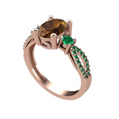 Freja Yüzük - Dumanlı kuvars ve yeşil kuvars 925 ayar rose altın kaplama gümüş yüzük #rerdkp