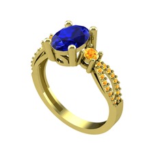 Freja Yüzük - Lab safir ve sitrin 18 ayar altın yüzük #rjc9im