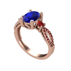 Lab safir ve garnet 14 ayar rose altın yüzük
