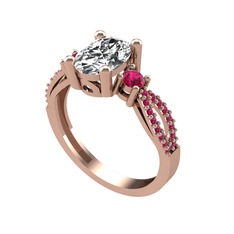 Freja Yüzük - Beyaz zirkon ve rodolit garnet 18 ayar rose altın yüzük #tkuxd4