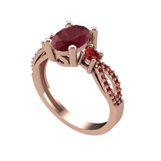 Freja Yüzük - Kök yakut ve garnet 14 ayar rose altın yüzük #u9nkky