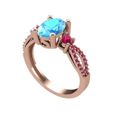 Freja Yüzük - Akuamarin ve rodolit garnet 18 ayar rose altın yüzük #uu9wdi