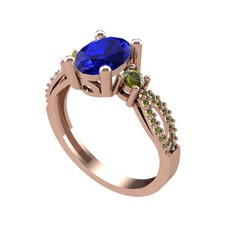 Lab safir ve peridot 18 ayar rose altın yüzük