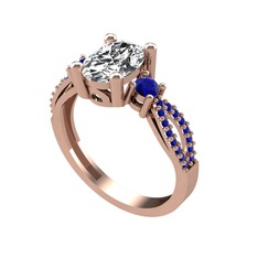 Swarovski ve lab safir 18 ayar rose altın yüzük