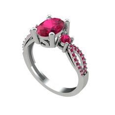 Freja Yüzük - Rodolit garnet 18 ayar beyaz altın yüzük #y65yfo