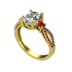 Freja Yüzük - Swarovski ve garnet 18 ayar altın yüzük #ycfdk7