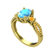 Freja Yüzük - Akuamarin ve sitrin 18 ayar altın yüzük #yl05ra