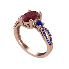 Freja Yüzük - Kök yakut ve lab safir 14 ayar rose altın yüzük #zmiv7r