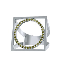Peridot 18 ayar beyaz altın yüzük