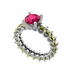 Divya Tamtur Yüzük - Rodolit garnet ve peridot 925 ayar gümüş yüzük #10w8xp