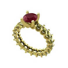 Divya Tamtur Yüzük - Kök yakut ve peridot 14 ayar altın yüzük #117t4ea