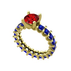 Garnet ve lab safir 8 ayar altın yüzük
